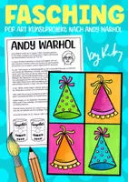 Vorschau - Arbeitsblätter - Pop Art Partyhütchen nach Andy Warhol - Kunstprojekt für Fasching & Karneval - Deckblatt
