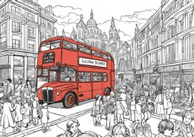 Vorschau - Mal- und Bastelvorlagen - Ausmalbild London - Seite 1