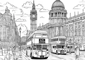 Vorschau - Mal- und Bastelvorlagen - Ausmalbild London - Seite 1