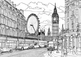 Vorschau - Mal- und Bastelvorlagen - Ausmalbild London - Seite 1