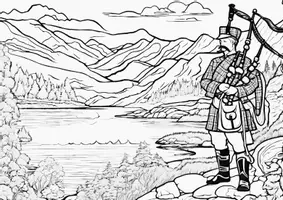 Vorschau - Mal- und Bastelvorlagen - Ausmalbild Scotland - Seite 1