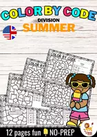 anteprima - Esercizi - Color by code - Division (Summer) Estate Divisione Matematica Inglese - Pagina di copertina