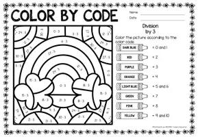 Voorbeeld - Color by code - Division (Spring) Lente Wiskunde Engels - Pagina 3