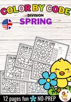 anteprima - Esercizi - Color by code - Division (Spring) Primavera Divisione Matematica Inglese - Pagina di copertina