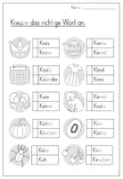 Vorschau - Arbeitsblätter - Buchstabe/Laut - K/k (1.Klasse) - Seite 1