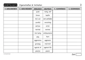 Vorschau - Arbeitsblätter - Vokabelübung - Eigenschaften & Verhalten (Englisch) - Seite 2