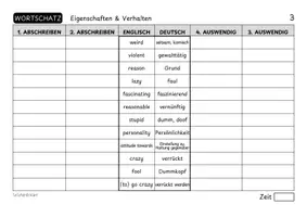 Vorschau - Arbeitsblätter - Vokabelübung - Eigenschaften & Verhalten (Englisch) - Seite 3