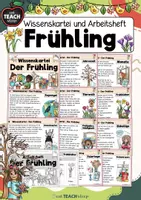 Vorschau - Stationenlernen - Der Frühling - Wissenskartei + Arbeitsheft - Deckblatt