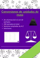 Vista previa - Hojas de trabajo - Conversiones de unidades de masa | física | 26 columnas - Portada