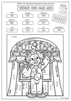 Vorschau - Arbeitsblätter - 😎 FASCHING Mathe 4.Klasse: Lustige Clowns malen mit Zahlen - Einmaleins, Divisionen, Subtraktionen, Additionen - Seite 3