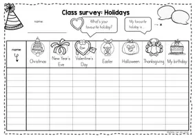 Vorschau - Arbeitsblätter - My favourite holiday - Class Survey Englisch Grundschule (Klasse 3–4) – Interview & Speaking Activity für Wortschatztraining Feiertage | Arbeitsblätter - Seite 1