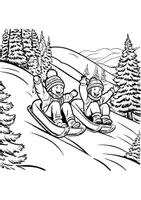 Vorschau - Mal- und Bastelvorlagen - Schlittenfahren Kinder Ferien Ausmalbilder Fensterbilder Mandala Bilder ausmalen - Seite 3