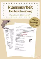 Vorschau - Klassenarbeiten - Klassenarbeit Tierbeschreibung Laternenzwerghai Klasse 5/6 - Deckblatt