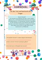 Vorschau - Arbeitsblätter - Karneval - Deckblatt