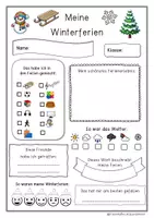 Vorschau - Arbeitsblätter - Meine Winterferien Steckbrief als Erzähl- und Schreibanlass - Seite 1