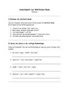 Vorschau - Arbeitsblätter - Wörtliche Rede - eine Übung - Deckblatt