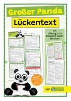 Vorschau - Arbeitsblätter - Großer Panda - Arbeitsblatt mit Lückentext - Deckblatt