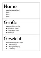 Vorschau - Arbeitsblätter - Tiersteckbrief für den Sachunterricht - mit Karten für die Tafel zur Erarbeitung eines Plakates für Tiere - Seite 3
