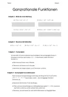 Vorschau - Arbeitsblätter - Ganzrationale Funktionen / Sachaufgaben - Kurvendiskussion - Ableitungen - Deckblatt