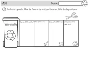Vorschau - Arbeitsblätter - Müll & Recycling & Mülltrennung - Leporello Bastelvorlage - Seite 2