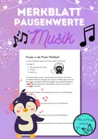 Vorschau - Arbeitsblätter - Merkblatt zu den Pausenwerte im Fach Musik - Deckblatt
