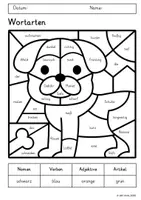Vorschau - Arbeitsblätter - Wortarten Ausmalbilder | Nomen, Verben, Adjektive & Artikel üben - Seite 2