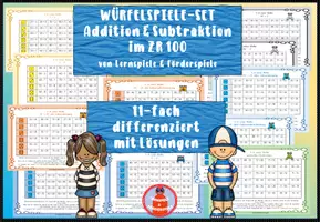 Vorschau - Stationenlernen - 11 differenzierte Würfelspiele - Kopfrechnen im ZR 100 - Deckblatt