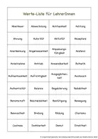 Vorschau - Unterrichtsreihen - Werteliste für LehrerInnen - Seite 1