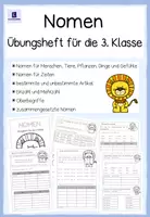 Vorschau - Unterrichtsreihen - Übungsheft zu den Nomen (Einzahl und Mehrzahl, bestimmte und unbestimmte Artikel, Oberbegriffe, zusammengesetzte Nomen...) - Deckblatt
