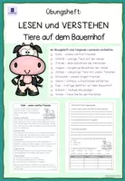 Vorschau - Arbeitsblätter - Übungsheft: LESEN und VERSTEHEN - Tiere auf dem Bauernhof - Deckblatt