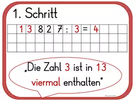 Vorschau - Poster - Schriftliche Division: Darstellung der notwendigen Schritte - Seite 1
