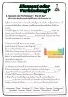 Vorschau - Arbeitsblätter - Element oder Verbindung? - Reinstoffe - Seite 1