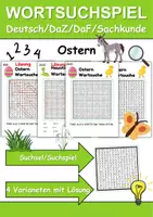 Vorschau - Arbeitsblätter - Wortsuchspiel/Wortsuche/Suchsel Ostern (Grundschule) - 4 Varianten - Deckblatt