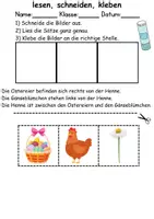 Vorschau - Arbeitsblätter - Ostern Leserätsel - Lesen, schneiden, kleben - DaZ/DaF, Deutsch, Sachunterricht - Seite 1