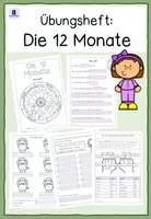 Vorschau - Arbeitsblätter - Die 12 Monate - Übungsheft - Deckblatt