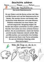 Vorschau - Arbeitsblätter - Ostern Leseverstehen und Wortschatz - DaZ/DaF, Deutsch, Sachunterricht - Seite 1