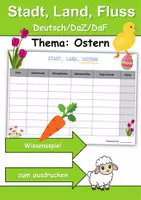 Vorschau - Arbeitsblätter - Stadt, Land, Fluss Ostern - DaZ/DaF, Deutsch (Klassenspiel) - Deckblatt