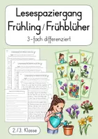 Vorschau - Arbeitsblätter - Frühling / Frühblüher - Lesespaziergang - dreifach differenziert (2./3. Klasse) - Deckblatt