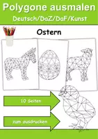 Vorschau - Arbeitsblätter - Polygone ausmalen Ostern - DaZ/DaF, Deutsch/Kunst - Deckblatt