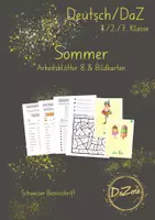 Vorschau - Unterrichtsreihen - Bildkarten Sommer und Arbeitsblätter Einzahl Mehrzahl - Deckblatt