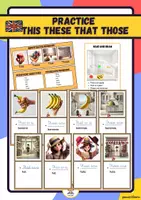 Vorschau - Stationenlernen - Demostrative Pronouns: Practice this these that those - Deckblatt