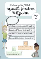 Vorschau - Merkblätter - Wortspeicher Formulierungshilfen Argumente Philosophie/Ethik Klasse 2-4 - Deckblatt
