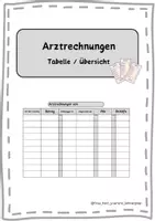 Vorschau - Merkblätter - Arztrechnungen | Tabelle | Übersicht | Organisation - Deckblatt