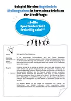 Vorschau - Arbeitsblätter - Beispiel für eine begründete Stellungnahme zum Thema "freiwilliger Sportunterricht" - Deckblatt