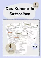 Vorschau - Arbeitsblätter - Das Komma in Satzreihen - Deckblatt