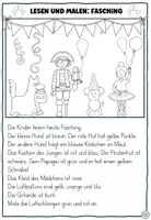 Vorschau - Arbeitsblätter - Lesen und Malen Fasching Karneval differenziert Suchsel Schulhund - Seite 1