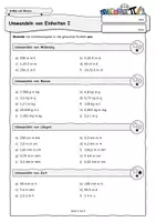 Vorschau - Arbeitsblätter - Übungsaufgaben: Umwandeln von Einheiten I (differenziert) - Deckblatt