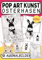 Vorschau - Mal- und Bastelvorlagen - 10 Ausmalbilder für Ostern: Malvorlagen mit Osterhasen und Pop Art-Designs - Deckblatt