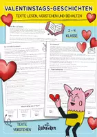 Vorschau - Arbeitsblätter - Valentinstags-geschichten 🌹📖 - Lesen, verstehen und behalten / Leseübungen (Klasse 2-4) - Deckblatt