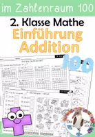 Vorschau - Unterrichtsreihen - Einführung Addition - Zahlenraum 100 mit ZÜ - Arbeitsblätter und Spiele - Deckblatt
